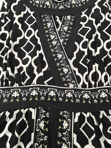 INC International Concepts Maxi Dress Empire Waist Black/White /Green Petite MD - Picture 15 of 15