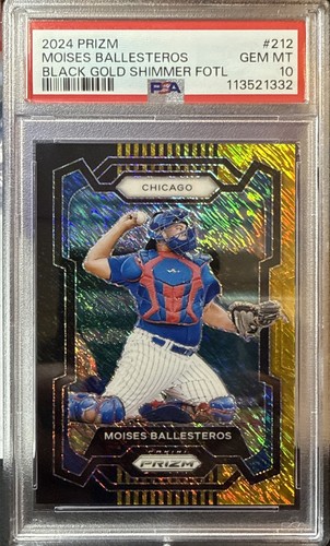 2024 Panini Prizm Moises Ballesteros #212 Black Hold Shimmer FOTL /3 PSA 10 Gem