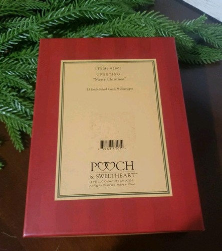 12 Pooch & Sweetheart Metallic Victorian Cardinals Wreath Merry Christmas Cards - Picture 7 of 8