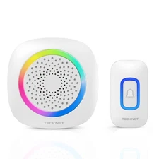 Wireless Doorbell 1300ft, RGB Alarm, IP66 Waterproof, 60+ Chimes, 5-Volume Le...