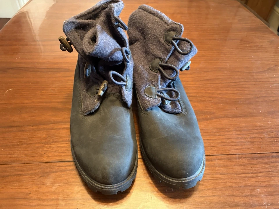 Botas Timberland azul marinho lã e couro fecho alternado tamanho 12 NOVAS - Imagem 2 de 4