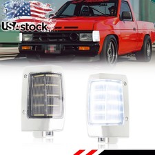2x Clear White Led Corner Side Marker Signal Lights For 90-97 Nissan D21 Pickup
