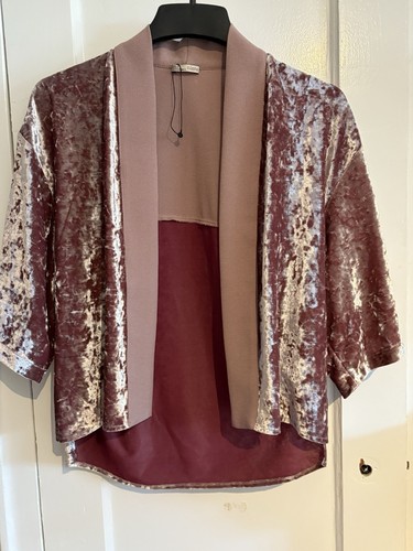 New Zara Women’s Collection Velvet Burnout Shrug Kimono Rose Blush Pink Medium - Picture 12 of 12