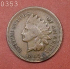 1865 Indian Head Cent "VG/F" *Free S/H After 1st Item*