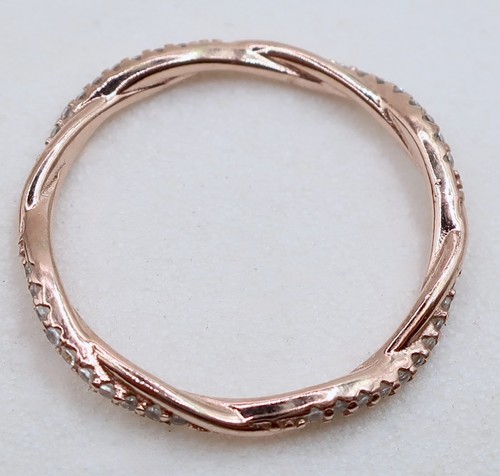 Signed YGI Rose Gold Over Sterling Sparkly Clear Stone Stackable Size 7 Ring - Picture 6 of 8