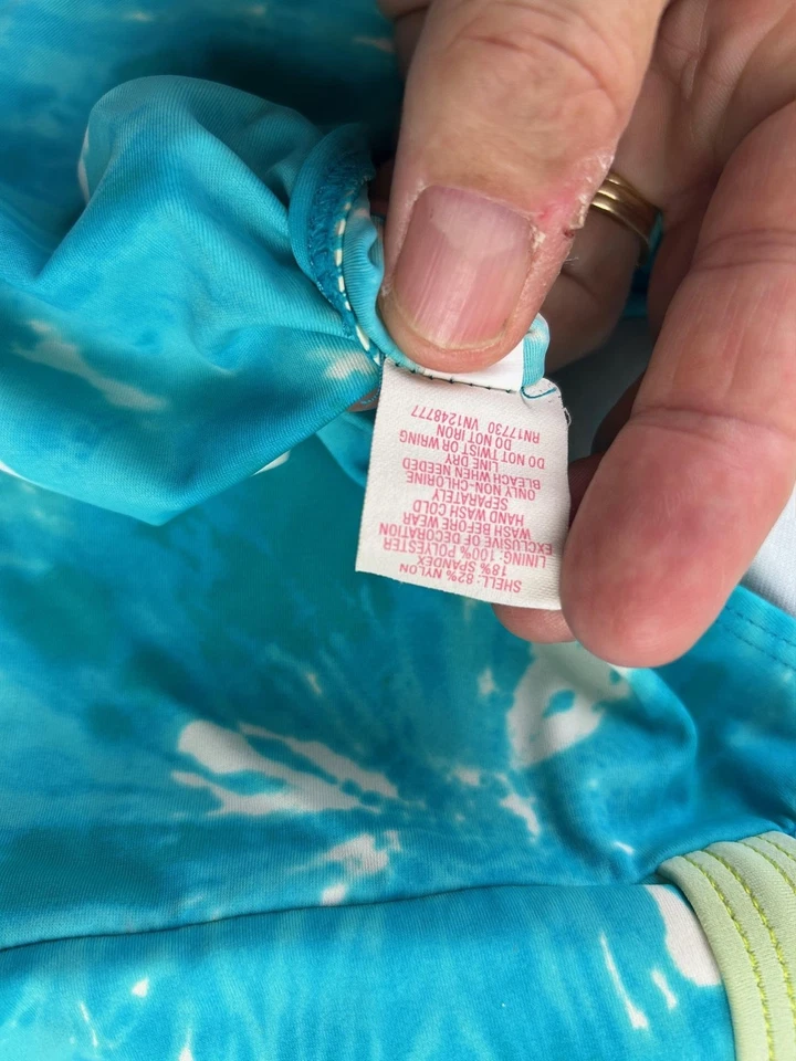 Xhilaration Tankini Top de Baño para Mujer XL Azul Verde Tie Dye Halter Corazón Traje de Baño Foto 4 de 4