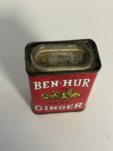 Ben-Hur Vintage Spices 3 Tins Lot Ginger Allspice Rubbed Sage 2 oz Red - Picture 11 of 16