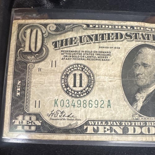 Series 1928 Green Seal $10 FRN Numbered Dist #11 Dallas Fr#2001-K Free Shipping - Picture 2 of 6