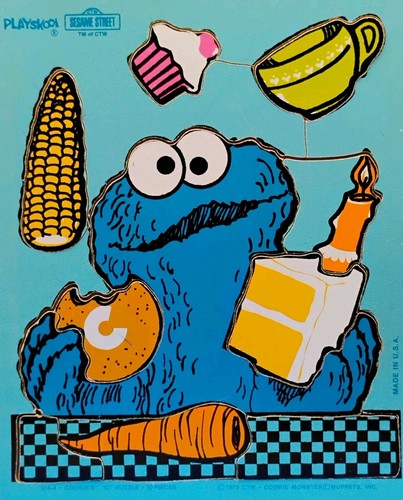 Vintage Playskool Wooden Sesame Street C Is For Cookie Monster Muppets Puzzle - Picture 5 of 5