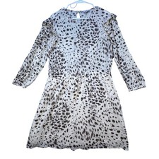 Rails Mini Dress Womens Large Animal Print Ruffle Boho Chic Long Sleeve Rayon