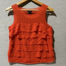 MODA INTL Top Women’s XS Reddish 100% Silk Soft Lagenlook Tier Layered Chic Tank
