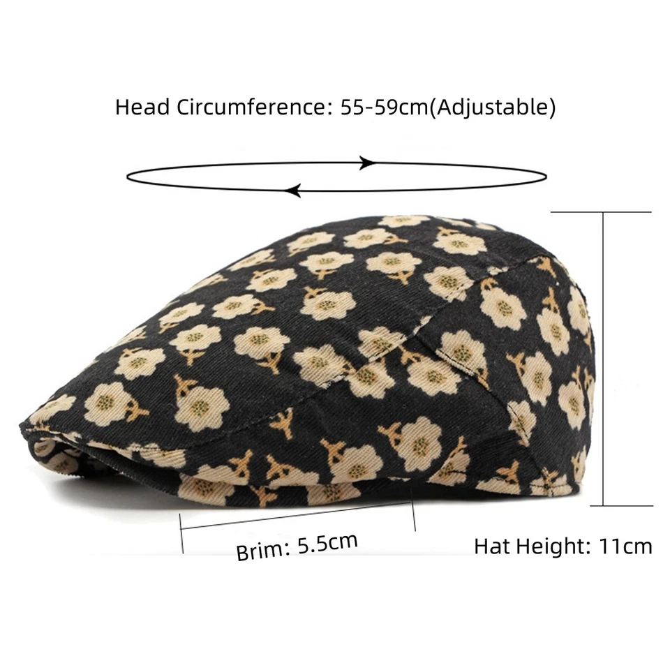 Mujeres Boina Sombrero Estilo Étnico Floral Retro Informal Newsboy Gorra Plana Sombrero de Cabbie Foto 4 de 4