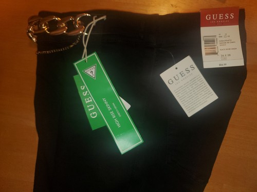 Guess sz 26 Chain Skinny Black High Rise Jeans w/back pockets hidden side zipper - Picture 7 of 7