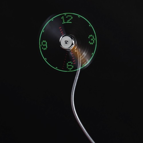 2x USB-Ventilator LED Uhr Mini Abkühlung Lüfter Tisch-Ventilator für PC Notebook - Bild 3 von 4