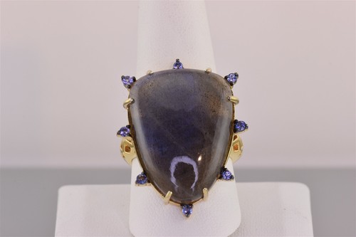 Anillo de oro de plata esterlina labradorita amatista 925 talla: 10 - Imagen 7 de 8