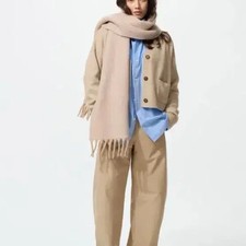 UNIQLO Beige Jersey Barrel Leg Pants, Size L, New