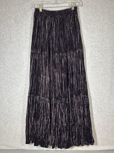 Double D Ranchwear Crushed Velvet Maxi Skirt Deep Purple Womens Sz M Western - Picture 2 of 7