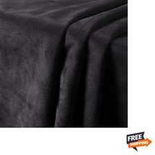 Suede Upholstery Fabric Black 64" Wide by 96" Double-Side Soft Smooth Micro-S...