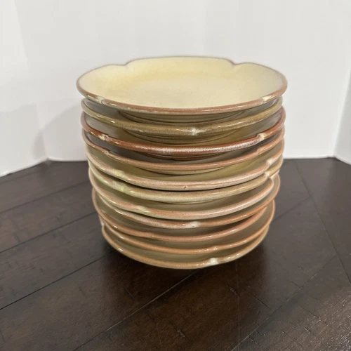 11 Frankoma Pottery Plainsman Desert Gold 5.75” Bread/ Side Plates 5E Scalloped