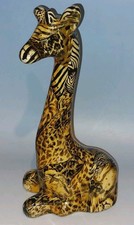 La Vie Collage Giraffe Large Kneeling Figurine 1980s Vintage