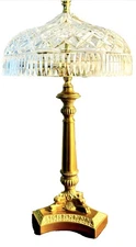 Waterford Crystal Shade Lamp, Brass Base19” Two Lights