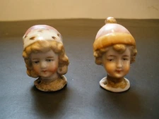 Vintage Pair Pincushion Half Doll Heads - Germany Quality - 1930s Era - Unusual