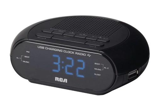 RCA RC207Z Plastic Black 2-Alarm Plug-In Digital Display USB Clock Radio.New.BB1 - Picture 2 of 2