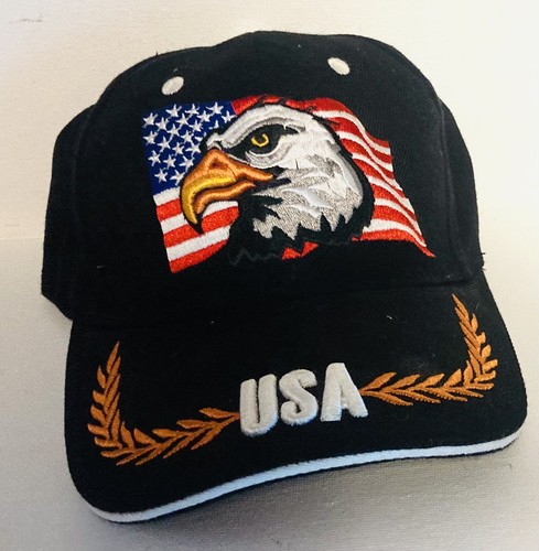 "USA American Eagle" Flag Adjustable One Size Fits All Baseball Cap Embroidered - Picture 3 of 4