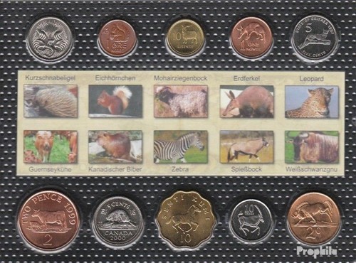 todas mundo Flor di cuño Kursmünzen 10 monedas mamíferos Establecer 1