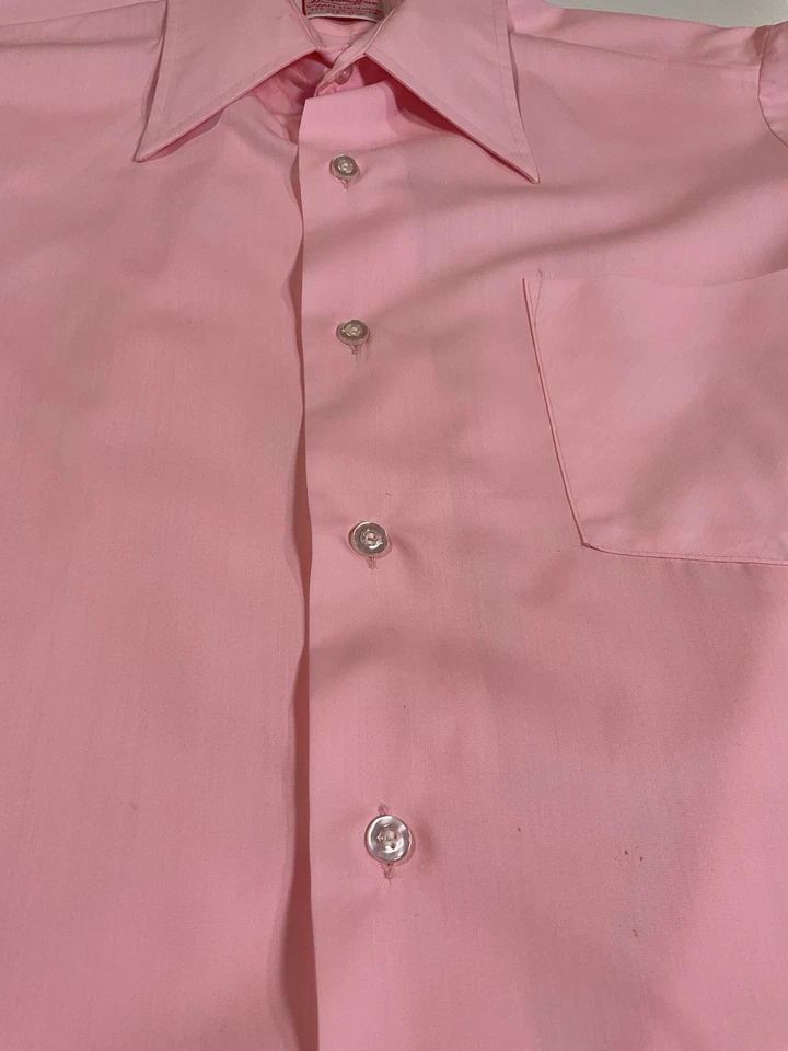 Vintage Van Heusen Hampshire House Pink Button Up Sz L Dagger Collar Mod 60s 70s - Image 3 of 4