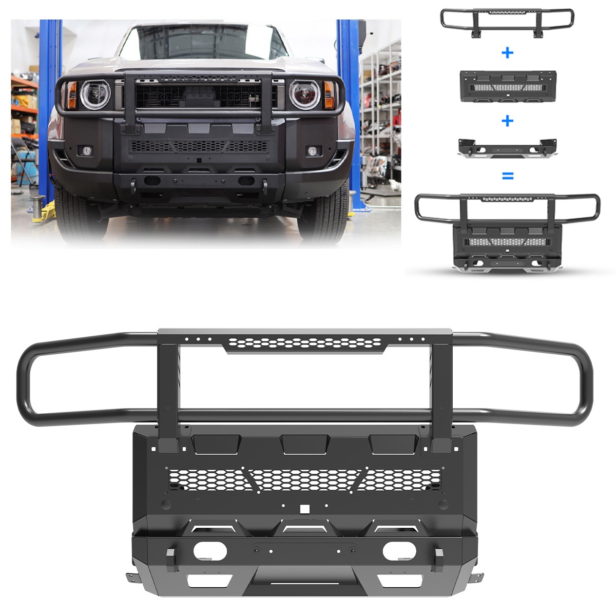 3 IN 1 Steel Stubby Front Bumper Brush Guard For Toyota Land Cruiser 2024-2026