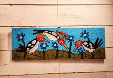 John Sperry Outsider Southern Primitive bird Folk Art Woodpeckers Painting Birds