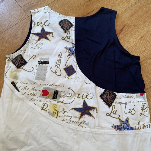 Vintage ellesse Color Block Top Tank Ciel Shirt White Red Yellow Blue Size 6 - Picture 9 of 9