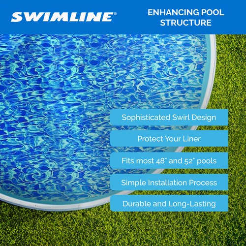 Swimline 24 Foot Swirl Blue Round Above Ground Swimming Pool Wall Overlap Liner - Picture 7 of 12