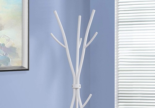 I 2063 Hall Tree Free Standing 11 Hooks Entryway 74"H Bedroom Metal White - Picture 3 of 5