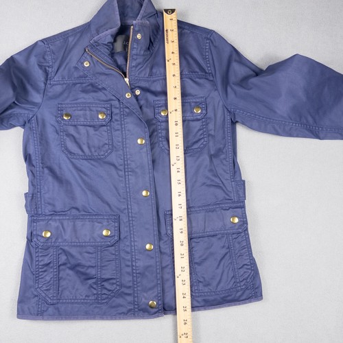 J.Crew Downtown Field Jacket Womens S Navy Waxed Cotton Utility Military Zip - Picture 9 of 10