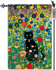 Spring Summer Black Cat Garden Flag Colorful Floral Garden Flag Vertical Double 