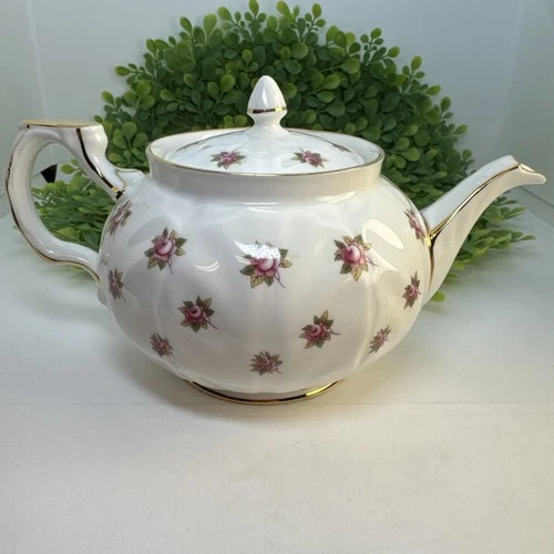 Vintage AYNSLEY Fine Bone China Rosedale ENGLAND Pink Roses CROCUS TEAPOT