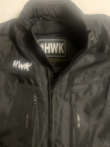 HWK Men's Black Motorcycle Jacket Zip (Pads) Ventilated Mesh Stand-Up Collar, L  image 15