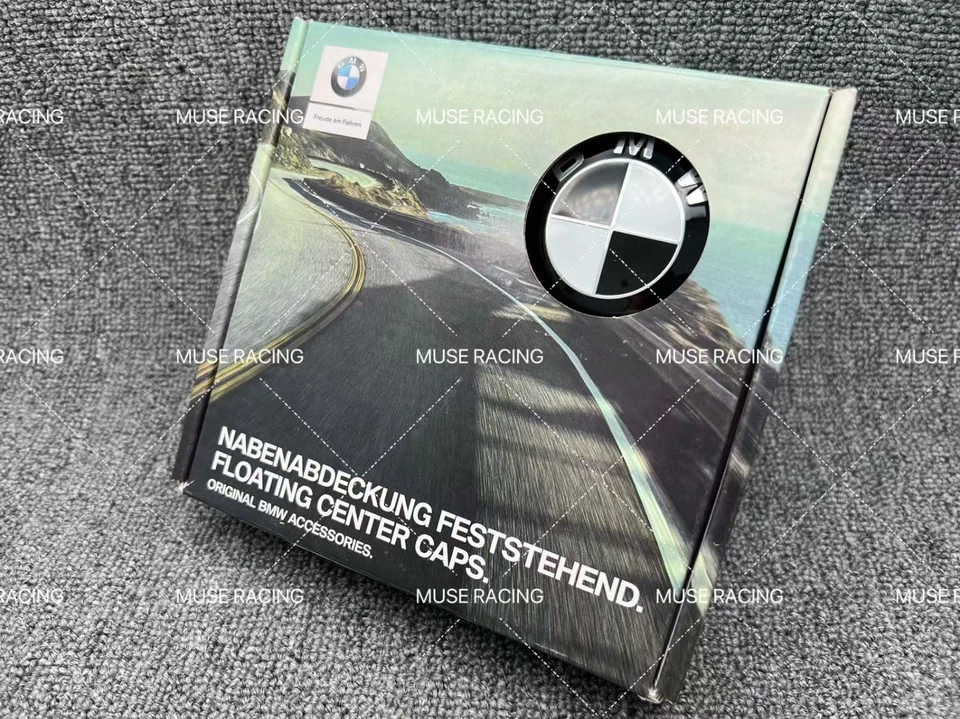 Genuine BMW Black White Floating Alloy Wheel Center  56mm 68mm Hub Caps - Image 3 of 3