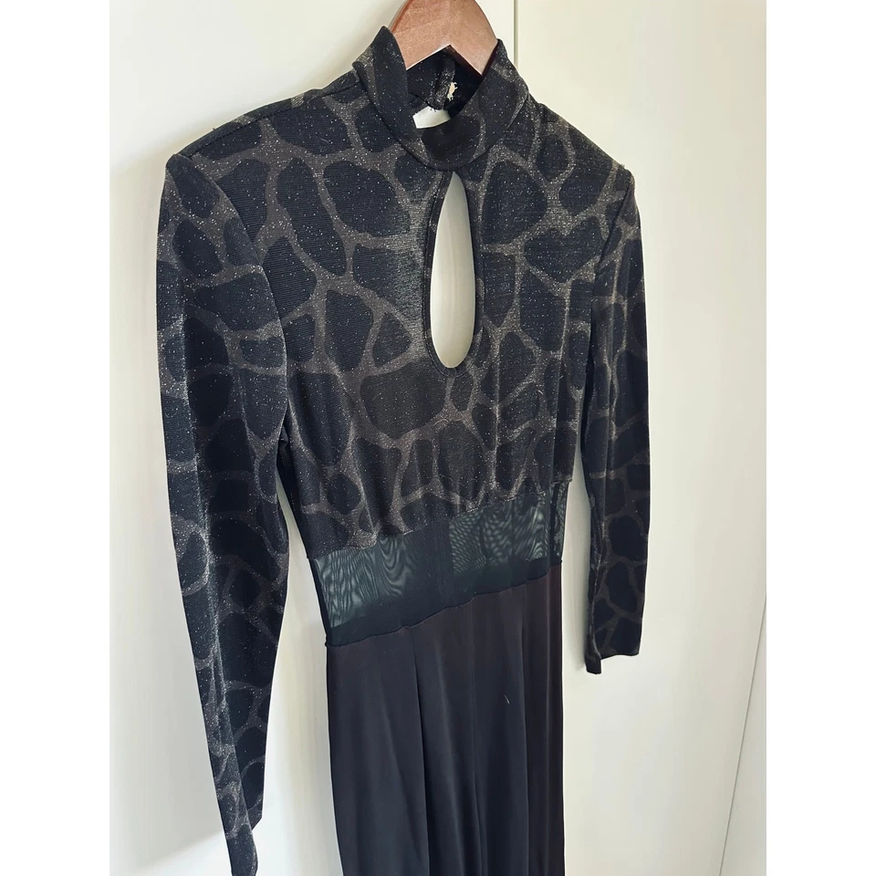 Vintage 90s Cache Jumpsuit Animal Print Size 6 Brown Sexy Open Back Catsuit USA - Image 2 of 4