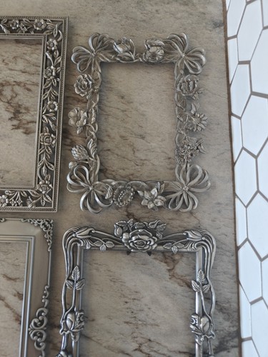 Vintage Ornate PICTURE FRAMES Gallery Wall Art Decor Gray Metal pewter huge lot  - Picture 14 of 15