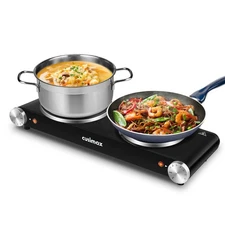 Hot Plate for Cooking 1800W Portable Electric Double Burner Countertop Cookto...
