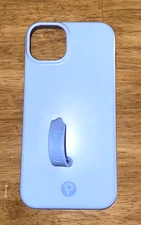 Two iPhone 15 Plus Loopy Cases Light Blue and Gold Sparkles