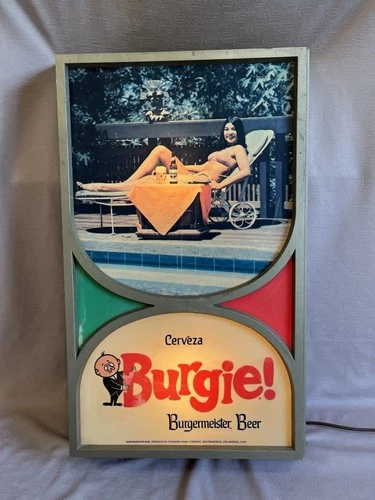Rare! Vintage Cerveza Burgie Burgermeister Lighted Beer Sign By Theodore Hamm’s