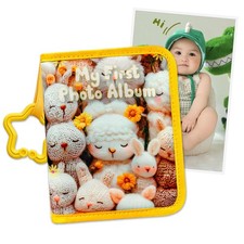 Baby's My First Family Album Photo Soft Cloth Book Mirror Holds 17 4x6 Photos