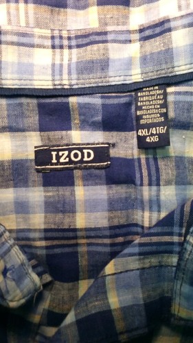IZOD Hemd Herren 4XL blau kariert Madras schnelltrocknend atmungsaktiv neu - Bild 2 von 11