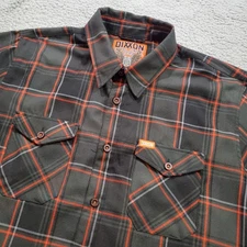Dixxon Shirt Mens XL Gray Black Flannel Juneah Plaid Long Sleeve Pockets Casual