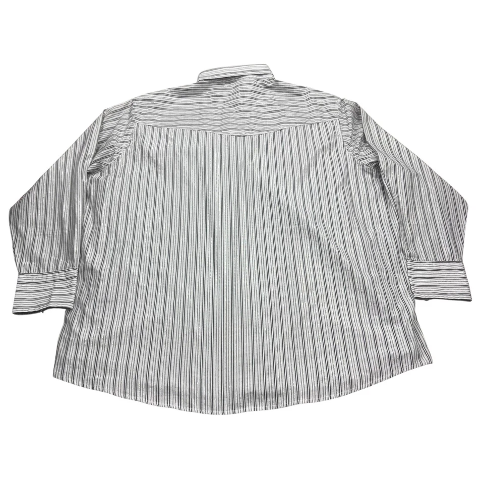 Wrangler Western Shirt Mens Size 2XL Gray Metallic Stripe Pearl Snap Long Sleeve - Image 3 of 4