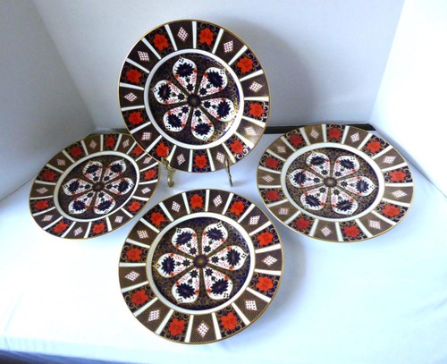 ROYAL CROWN DERBY ENGLISCH ALT IMARI BONE CHINA SPEISETELLER 1128 10 1/2" SET 4 - Bild 9 von 14